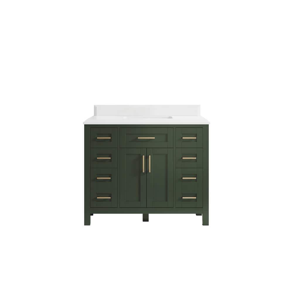 Cambridge 42 in. W x 22 in. D x 36 in. H Bath Vanity in Pewter Green with Cove Edge White Quartz Top price history on PriceWatchPro