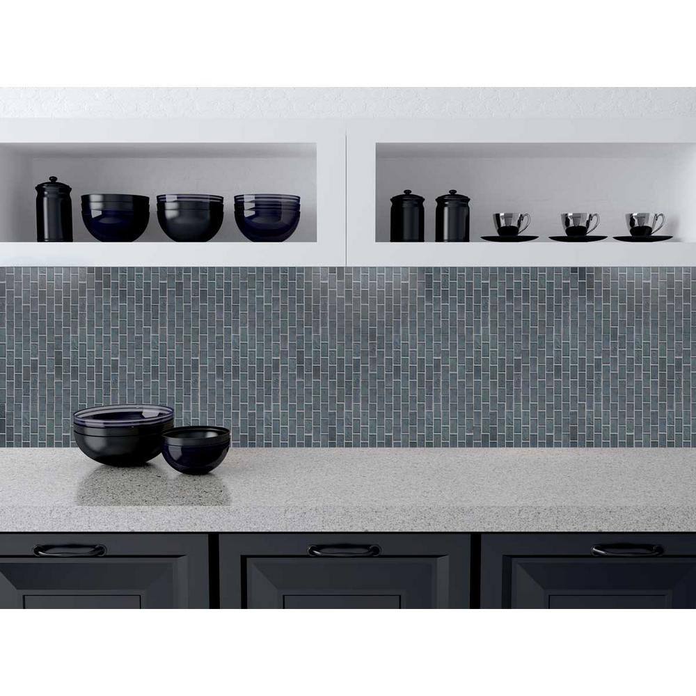 Landscape Gray Glossy Glass Mosaic Tile for Kitchens and Bathrooms