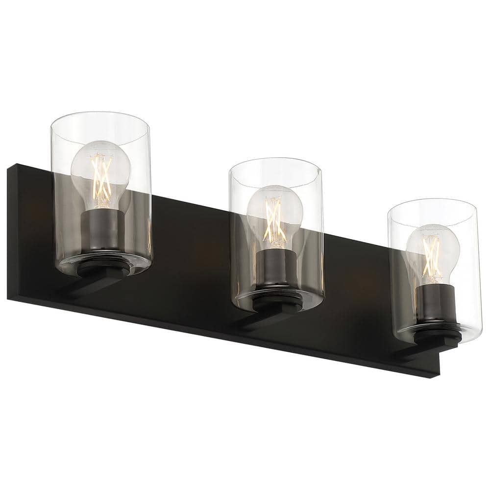 Oslo Matte Black Cylinder 3-Light LED Vanity Wall Sconce