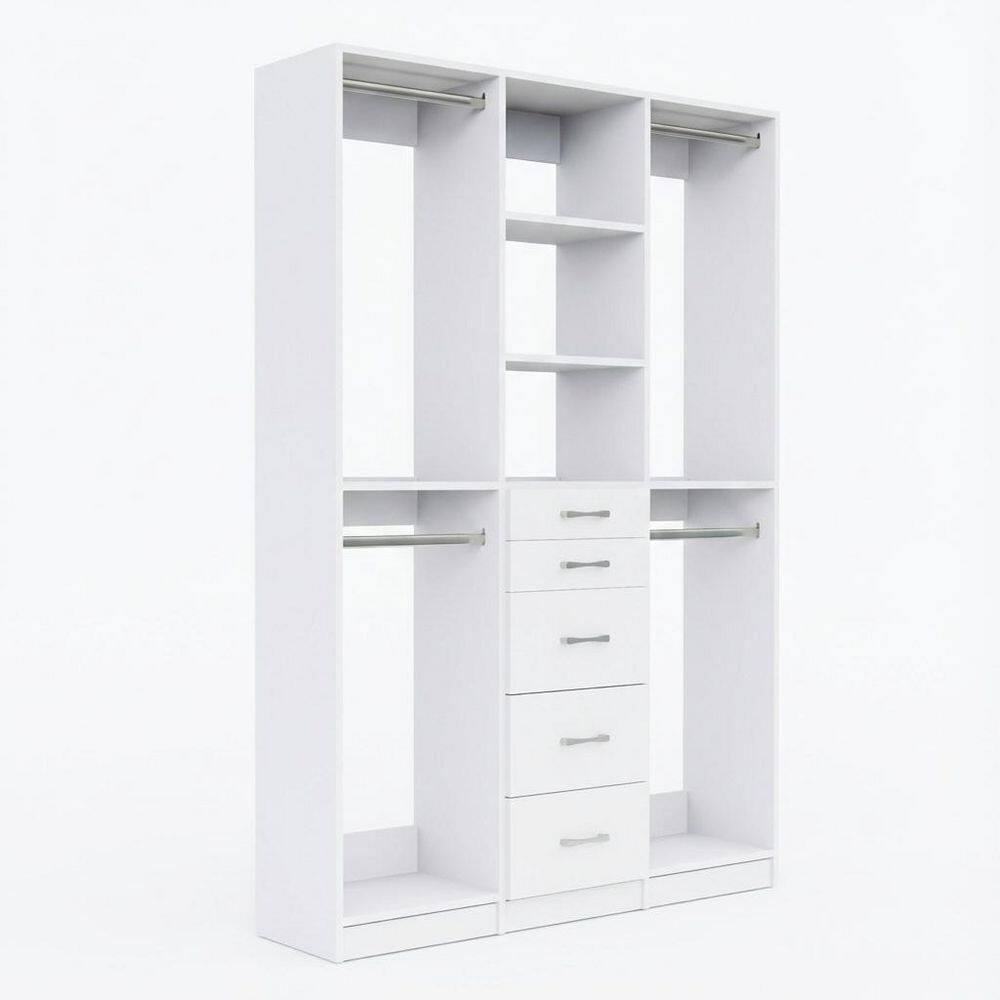 Alto Collection 73.5 in W White Wall Mounted 2-Double Hang and 5-Drawer Closet Kit Wood Closet System price history on PriceWatchPro