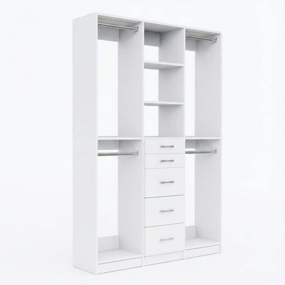 Alto Collection 82.5 in W White Wall Mounted 2-Double Hang and 5-Drawer Closet Kit Wood Closet System price history on PriceWatchPro