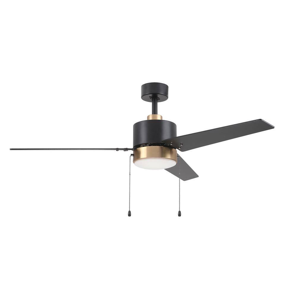 CARRO Dulac 52 in. Integrated LED Indoor Black Ceiling Fan with Light Kit and Pull Chain HWGA