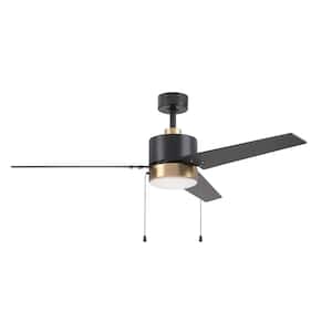Dulac 52 in. Integrated LED Indoor Black Ceiling Fan with Light Kit and Pull Chain