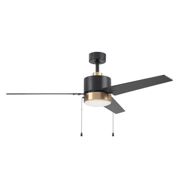 CARRO Dulac 52 in. Integrated LED Indoor Black Ceiling Fan with Light Kit and Pull Chain