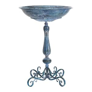 Orian Mossy Blue Iron Round Birdbath