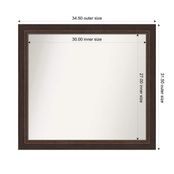 Amanti Art Lara Bronze 34.5 in. W x 31.5 in. H Custom Non-Beveled Wood Framed Bathroom Vanity Wall Mirror