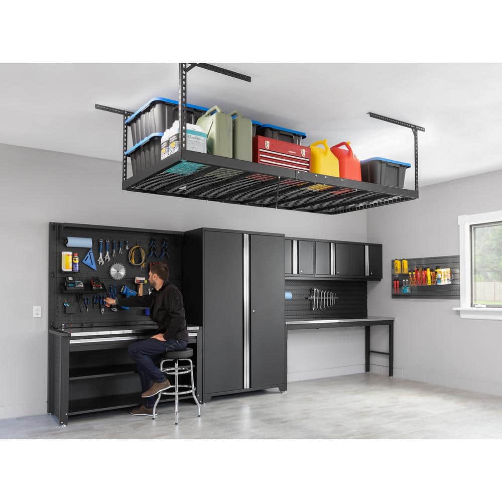 Black Heavy Duty Steel Adjustable Overhead Garage Storage Rack