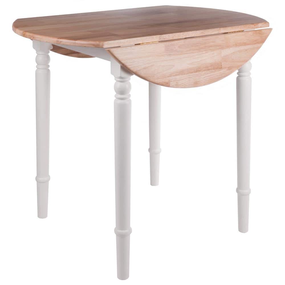 Sorella Transitional Round Drop-Leaf Dining Table in Natural & White