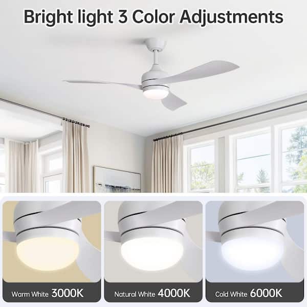 Vkoiyg 52 in. White Modern Ceiling Fan with 3 ABS Blades, Remote