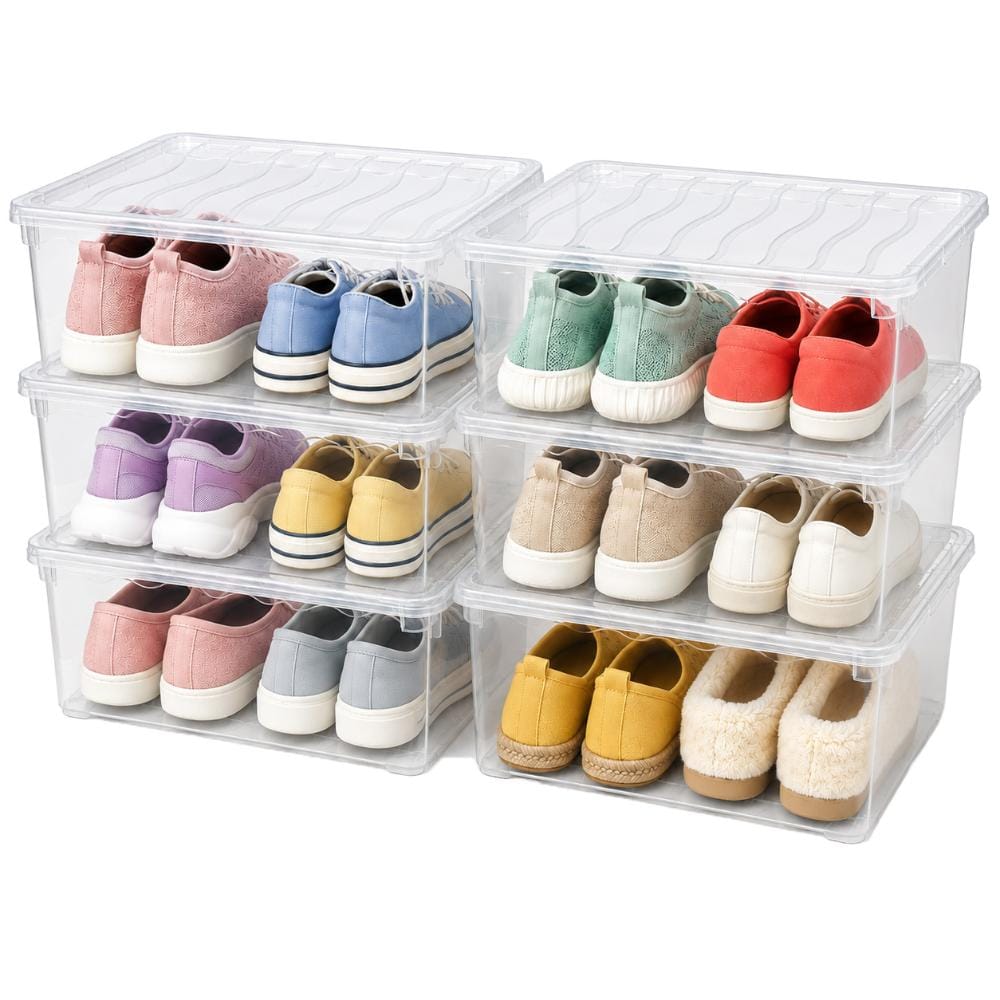 Clear Plastic Shoe Boxes with Lids - Stackable Storage Bins for Shoes, Accessories, Closet Organization price history on PriceWatchPro