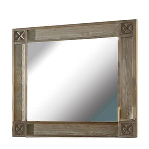 Medium Rectangle Weathered Light Oak Classic Mirror (40 in. H x 44 in. W)