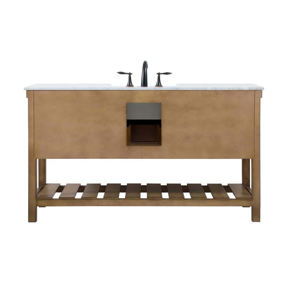 Driftwood Single Bathroom Vanity with Carrara White Marble Top