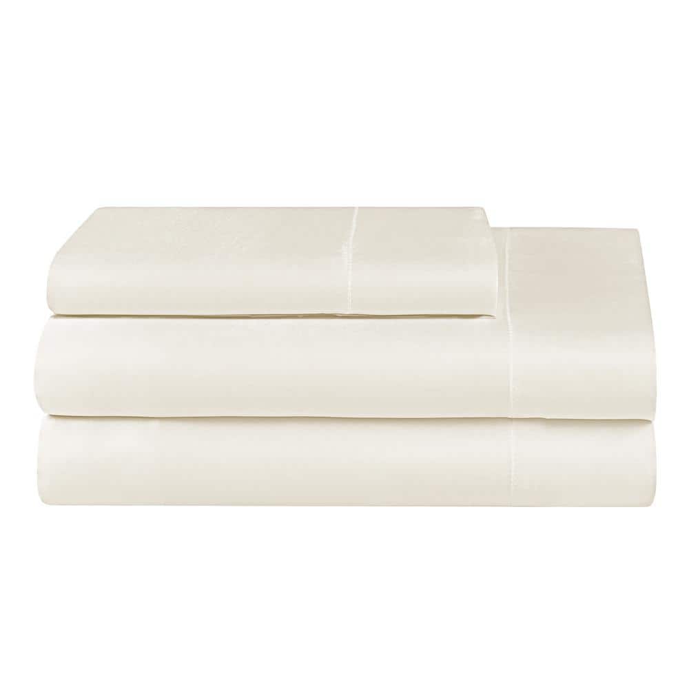 Ivory Twin XL Satin Deep Pocket Sheet Set