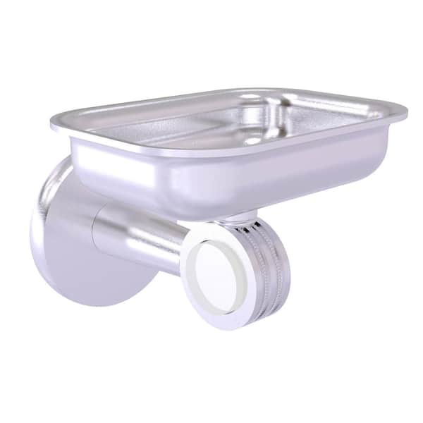 Allied Brass Clearview Wall Mounted Soap Dish Holder with Dotted Accents in Satin Chrome