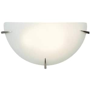Zenon 1 Light Brushed Steel Sconce with Opal Glass Shade