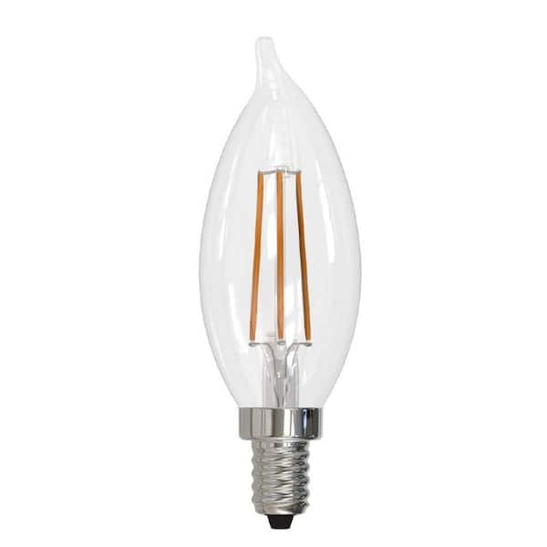 60 - Watt Equivalent Soft White Light CA10 (E12) Candelabra Screw Base Dimmable Clear 3000K LED Light Bulb (4-Pack)