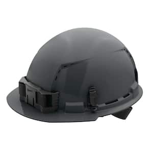 BOLT Gray Type 1 Class C Front Brim Vented Hard Hat with 4 Point Ratcheting Suspension