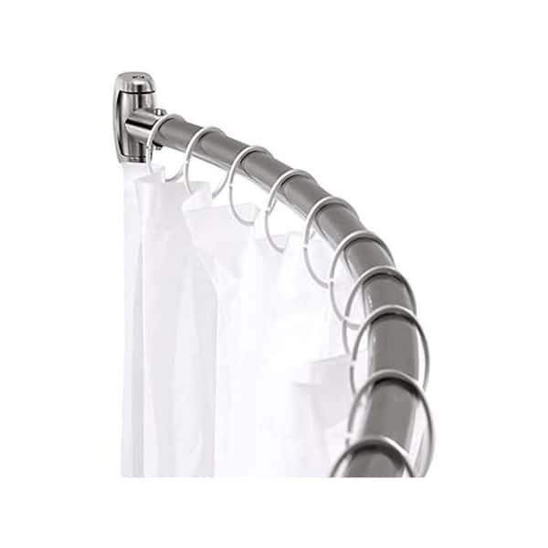Drill Mount Adjustable Curved Shower Curtain Rod with Extra Wide Rust Proof Stainless Steel in Silver
