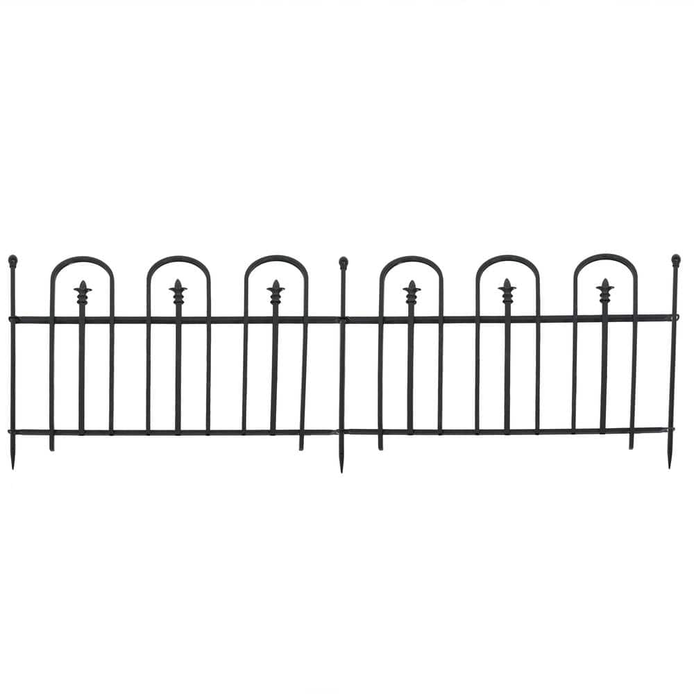 Sunnydaze Strasbourg 30.50 in. Steel Garden Fence with Posts - (Set of 2)