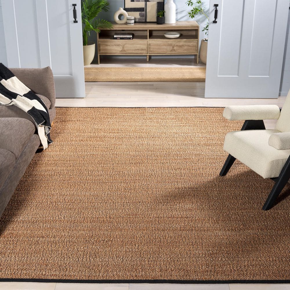 SAFAVIEH Natural Fiber 8 ft. x 10 ft. Natural/Brown Abstract Woven