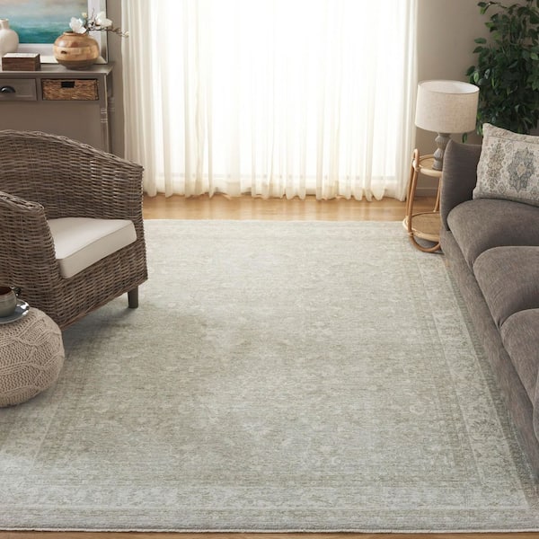 April 8 ft. x 10 ft. Ivory/Light Gray Floral Oriental Area Rug