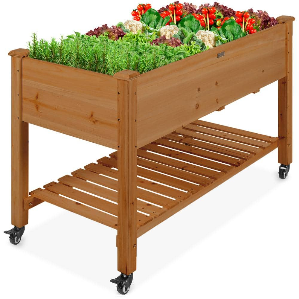 Best Choice Products 48 in. x 24 in. x 32 in. Wood Raised Garden Bed ...