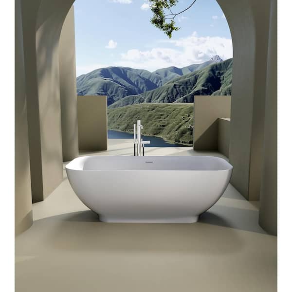 Xzkai 67 in. x 29.5 in. Soaking Bathtub in Matte White with Drain, cUPC Certified