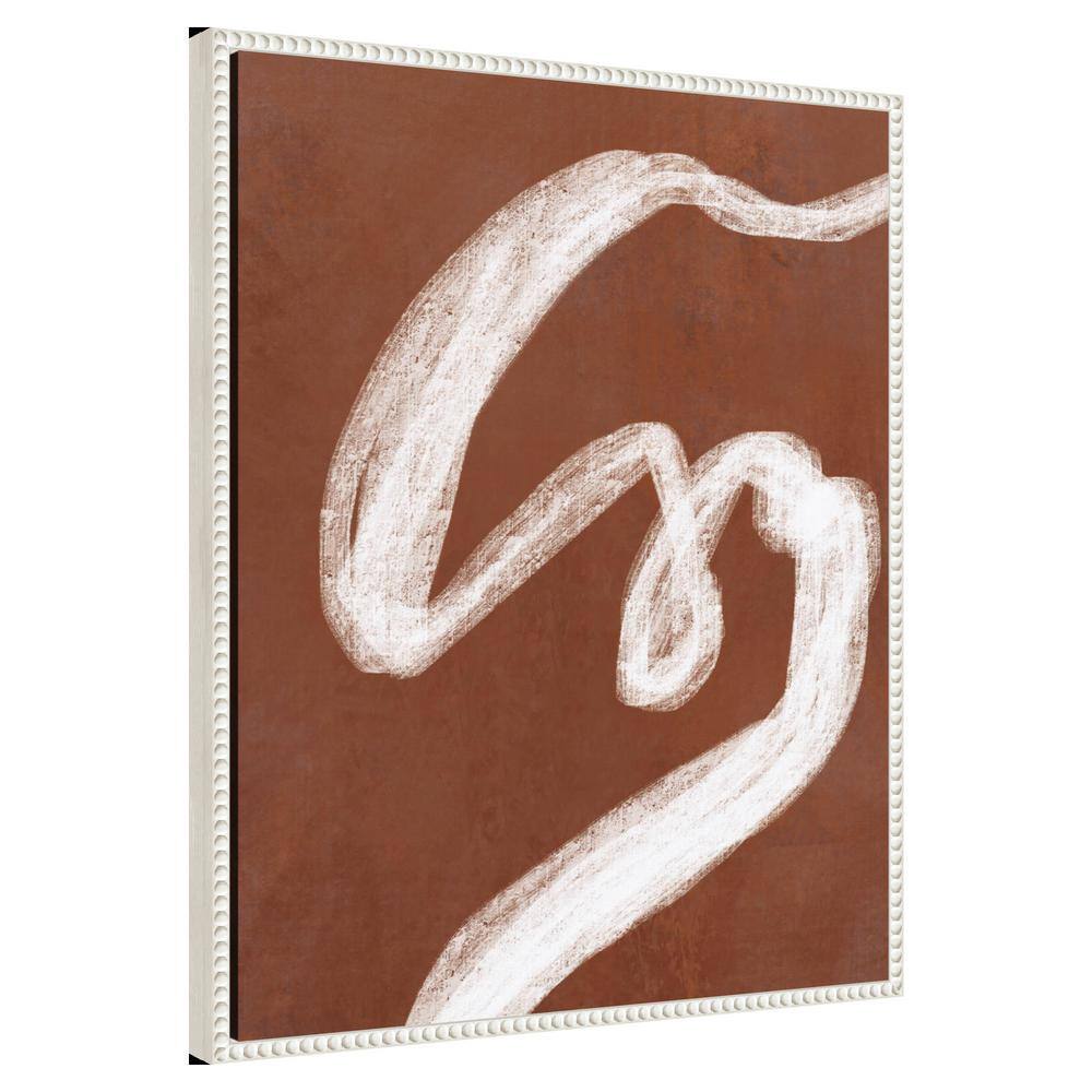 Phantom Thread I Abstract Brown and White Canvas Art with Beaded Frame