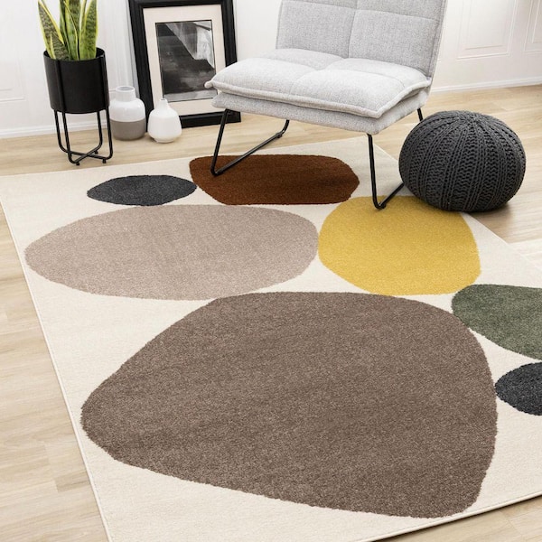 Eluna Collections 5 ft. x 8 ft. Beige Geometric, Tonal/Solid Indoor Area Rug