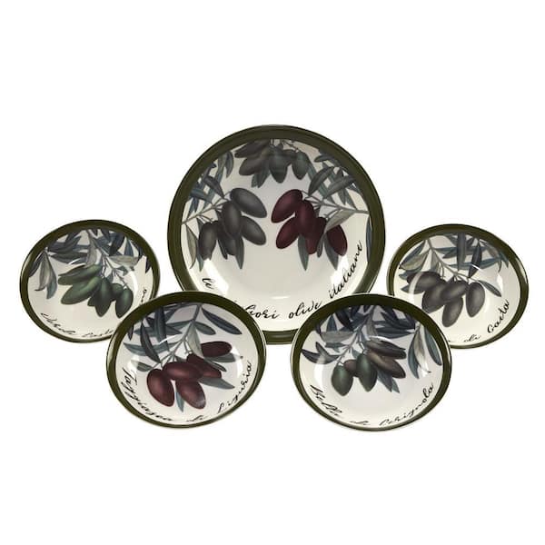 Certified International Olive d'Italia 28 oz., 105 oz. 8 in., 12 in. Multicolor Pasta Bowl (Set of 5)