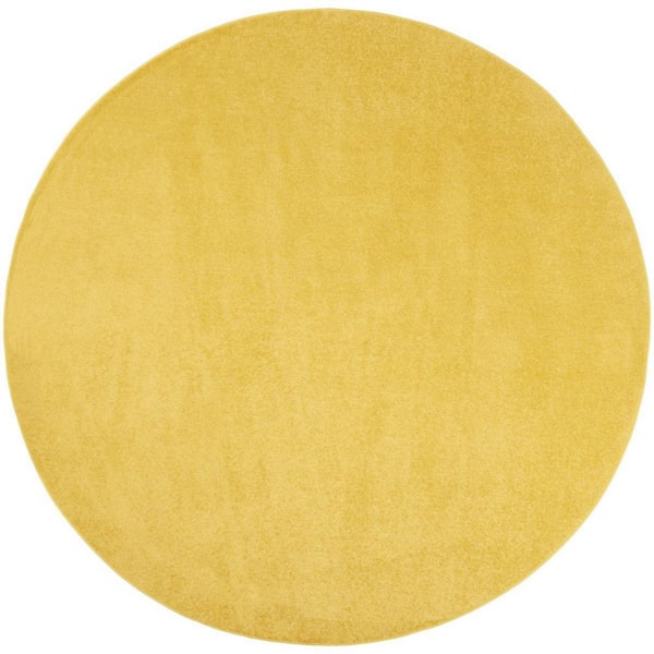 Yellow 8 ft. x 8 ft. Woven Polypropylene  Indoor/Outdoor Area Rug