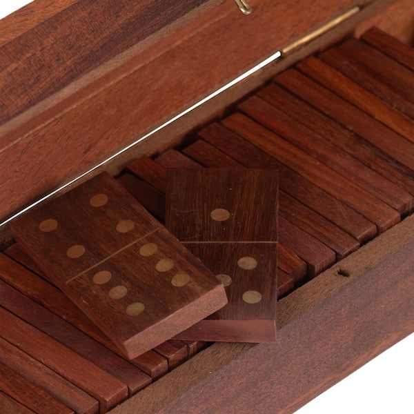 Liv & Skye Brown 8 in. x 2 in. Wood Solid Domino Game Set with