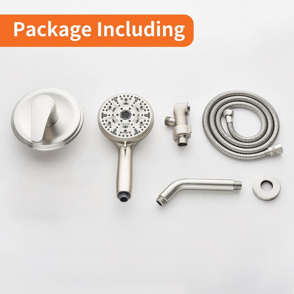 Brushed Nickel Single Handle 10-Spray Handheld Shower Faucet Set