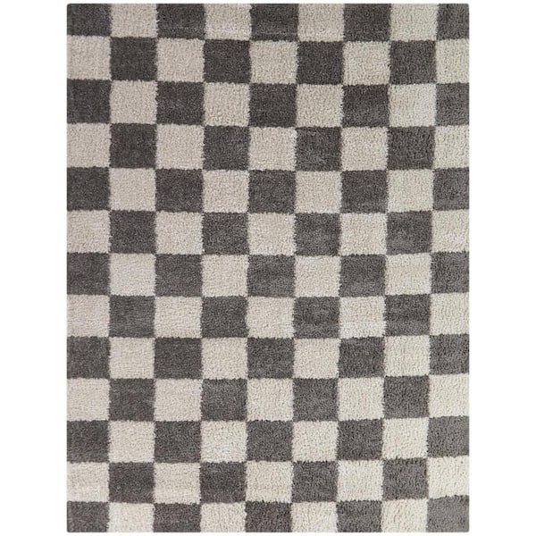 StyleWell Harley Gray 6 ft. 7 in. x 9 ft. Checkered Area Rug