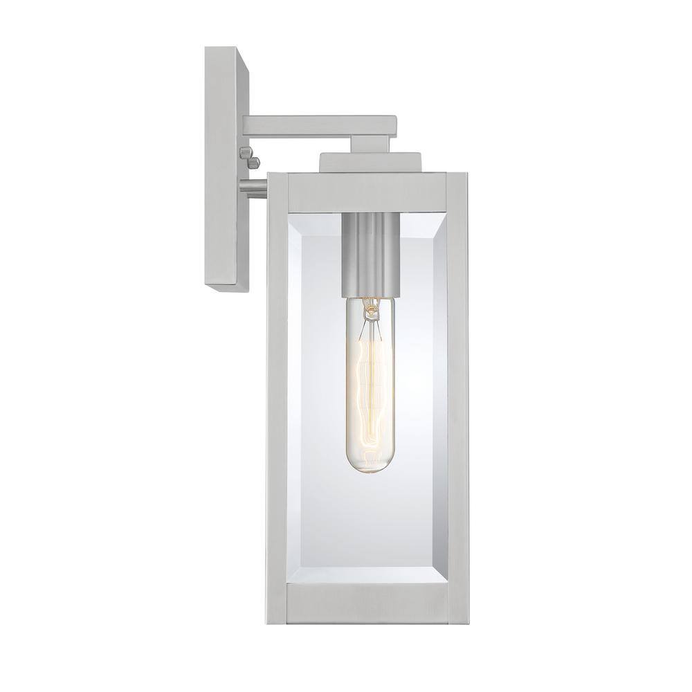 Westover 14.25" Stainless Steel Outdoor Wall Lantern with Clear Glass