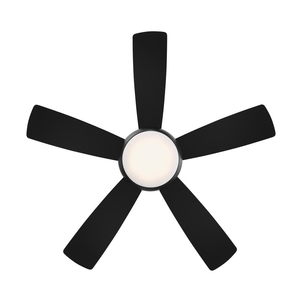 Matte Black 44" Smart Flush Mount Ceiling Fan with LED Light