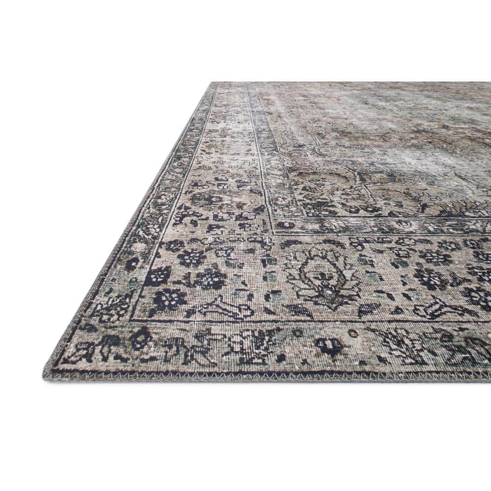 Reversible Gray Synthetic 24"x60" Stain-Resistant Area Rug