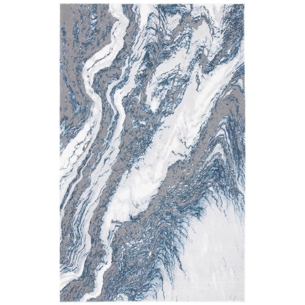 SAFAVIEH Craft Gray/Blue Doormat 3 ft. x 5 ft. Marbled Abstract Area Rug