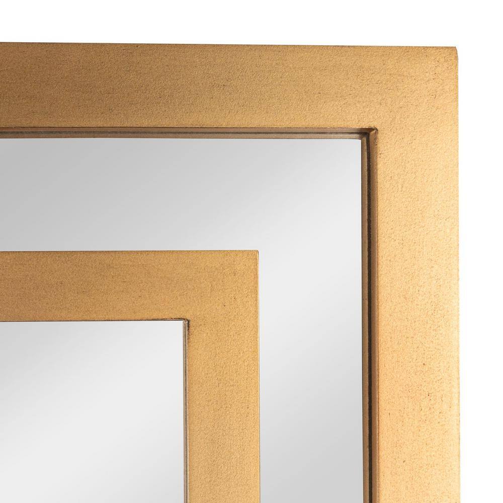 26" x 40" Gold Geometric Art Deco Wood Framed Mirror