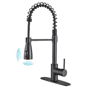 High Arc Single-Handle Touchless Spring Pull Down Sprayer Kitchen Faucet with 2-Function Sprayer in Black