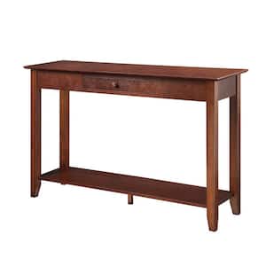 American Heritage 48 in. Espresso Standard Rectangle Wood Console Table with Drawers