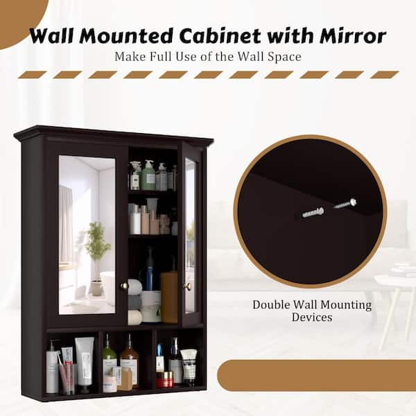 Lydia 19.25 in. W x 28 in. H x 5.25 in. D Surface Mount Medicine Cabinet in Espresso Lydia 19.25 in. W x 28 in. H x 5.25 in. D Surface Mount Medicine Cabinet in Espresso