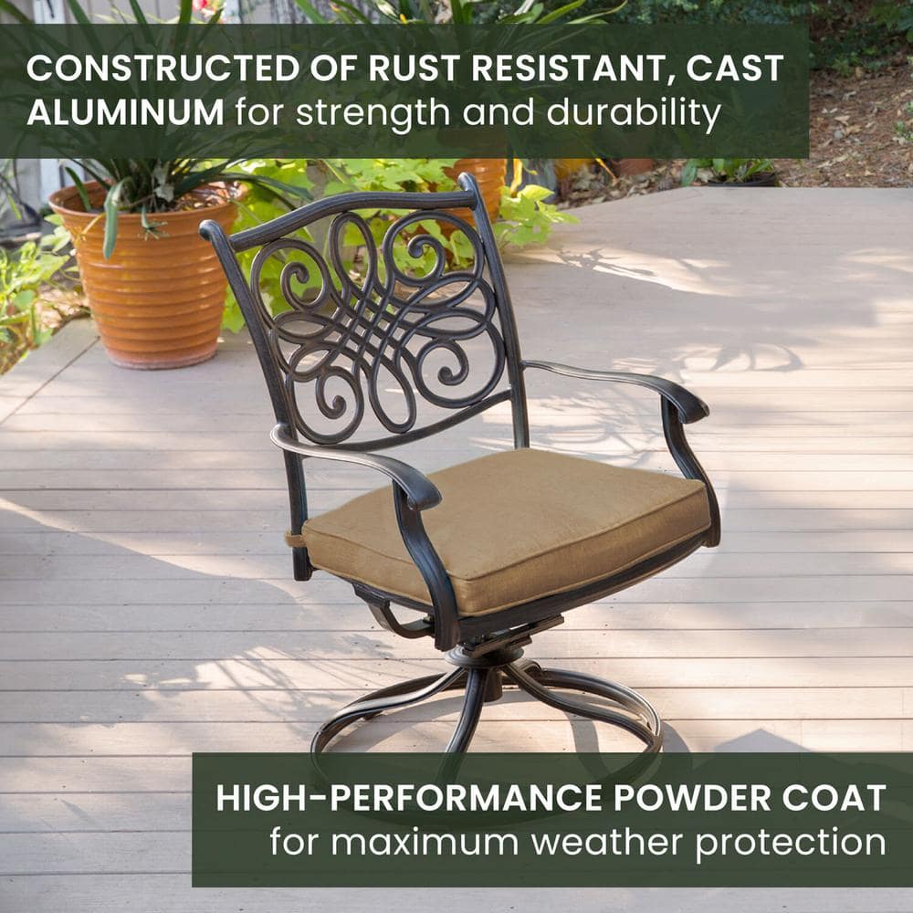Bronze 7-Piece Outdoor Dining Set with Beige Cushions