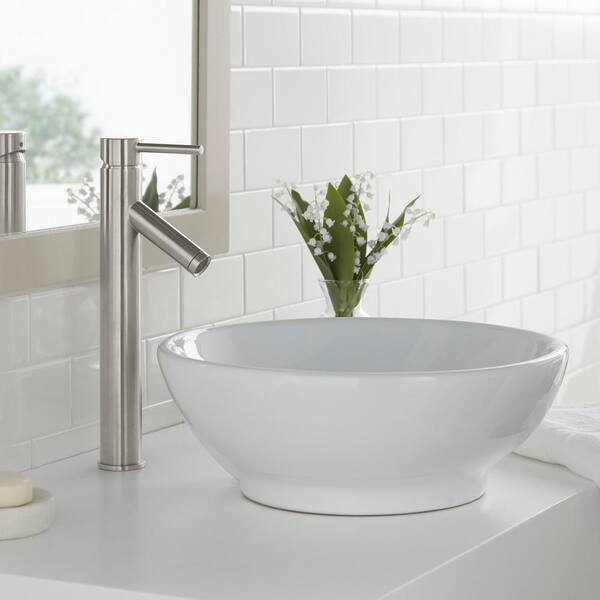 Glacier Bay Single Hole Single-Handle Vessel Bathroom Faucet in Brushed Nickel 