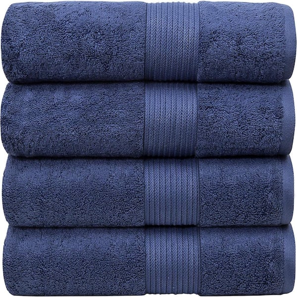6-Piece Luxury Cotton Bath Towel Set, 56"L x 34"W - Denim