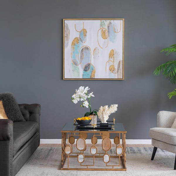 Unbranded Contemporary Square Hand-painted Framed Oil Painting Wall Art Print, Glitter Accents, for Living Room 39 in. x 39 in.