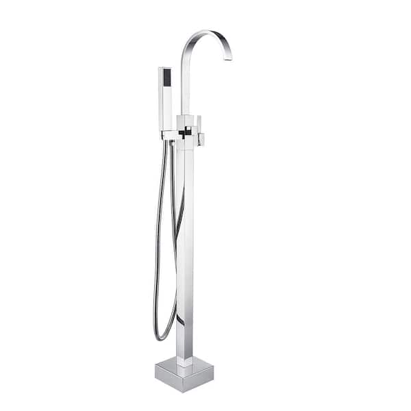 Unbranded Single-Handle Claw Foot Freestanding Tub Faucet with Hand Shower in. Polished Chrome