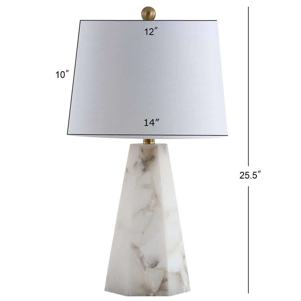 Xio 25.5" White Alabaster LED Table Lamp with Brass Accents