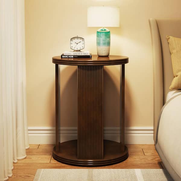 TRIBESIGNS WAY TO ORIGIN Andrea 20 in. Brown Round MDF End Table, Small Side Table Accent Nightstand for Living Room, Bedroom