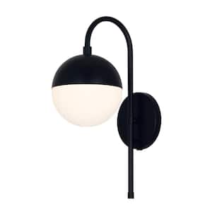 Fusion Ion 6 in. Matte Black Wall Sconce with Opal Glass Shade